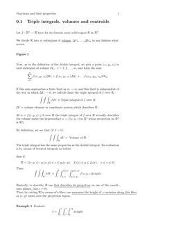 0.1 Triple Integrals, Volumes and Centroids