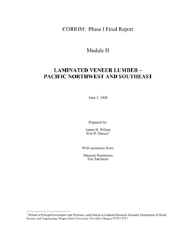 Laminated Veneer Lumber – Pacific Northwest and Southeast