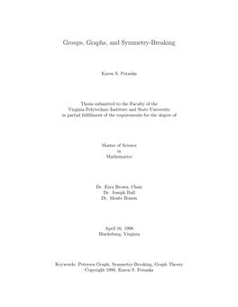 Groups, Graphs, and Symmetry-Breaking