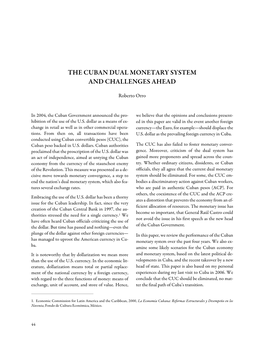 The Cuban Dual Monetary System and Challenges Ahead