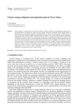 Climate Change Mitigation and Adaptation Plan for West Athens