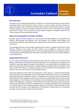 Caretaker Cabinet Factsheet