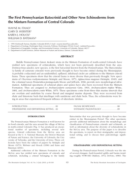 The First Pennsylvanian Batocrinid and Other New Echinoderms from the Minturn Formation of Central Colorado