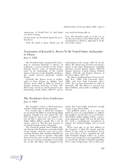 Nomination of Kenneth L. Brown to Be United States Ambassador to Ghana June 4, 1992