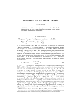 Inequalities for the Gamma Function