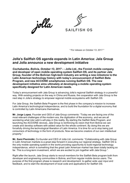 Jolla's Sailfish OS Agenda Expands in Latin America: Jala Group and Jolla