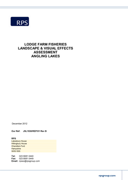 Lodge Farm Fisheries Landscape & Visual Effects Assessment Angling Lakes