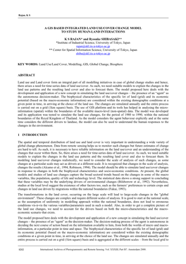 A Gis Based Integrated Land Use/Cover Change Model to Study Human-Land Interactions