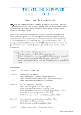 The Stunning Power of Speech II: Lashon Hara
