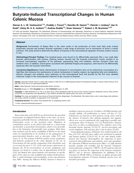 Butyrate-Induced Transcriptional Changes in Human Colonic Mucosa