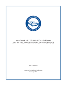 Improving Jury Deliberations Through Jury Instructions Based on Cognitive Science