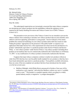 Letter Asking FDA to Enforce the Premarket Review Provisions of The