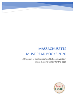 MUST READ BOOKS 2020 a Program of the Massachusetts Book Awards at Massachusetts Center for the Book