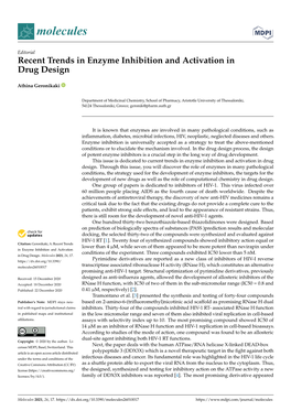 Recent Trends in Enzyme Inhibition and Activation in Drug Design