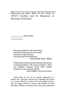 Role of the Army in 1970-71 Conflict and Its Depiction in Pakistani Textbooks