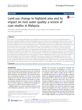 Land Use Change in Highland Area and Its Impact on River Water Quality