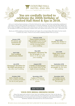 You Are Cordially Invited to Celebrate the 200Th Birthday of Doxford Hall Hotel & Spa in 2018