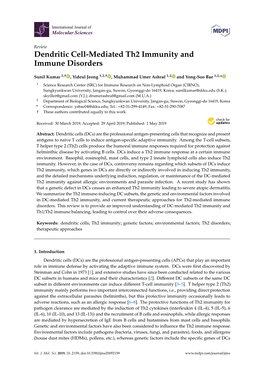 Dendritic Cell-Mediated Th2 Immunity and Immune Disorders