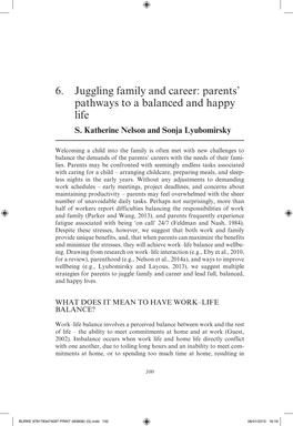 Juggling Family and Career: Parents’ Pathways to a Balanced and Happy Life S