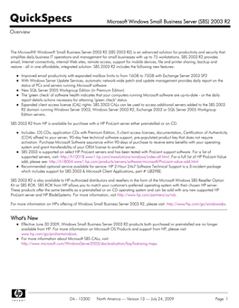 Microsoft Windows Small Business Server (SBS) 2003 R2 Overview