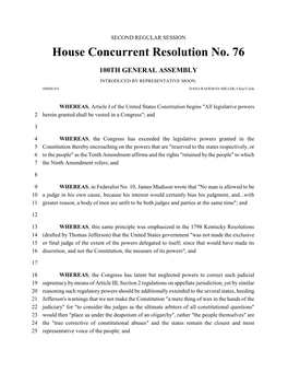 House Concurrent Resolution No. 76