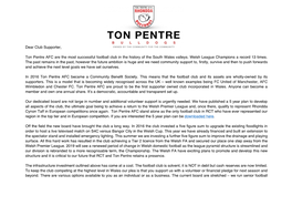 Dear Club Supporter, Ton Pentre AFC Are the Most Successful Football