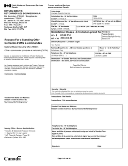 Canada Gouvernementaux Canada 1 1 RETURN BIDS TO: Title - Sujet RETOURNER LES SOUMISSIONS À: NMSO - HAND TOOLS Bid Receiving - PWGSC / Réception Des Solicitation No