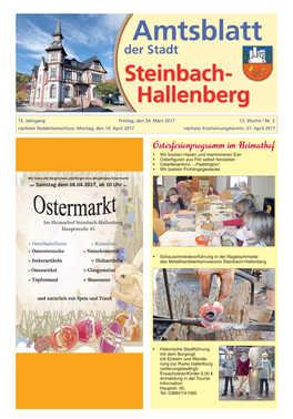 Amtsblatt Der Stadt Steinbach- Hallenberg