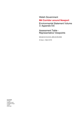 Welsh Government M4 Corridor Around Newport Environmental Statement Volume 3: Appendix 9.6
