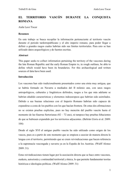 El Territorio Vascón Durante La Conquista Romana