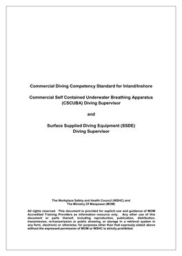 Commercial Diving Competency Standard for Inland/Inshore