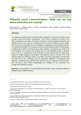 Pitheciid Vocal Communication: What Can We Say About What They Are Saying?