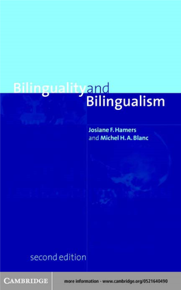 Bilinguality and Bilingualism, Second Edition