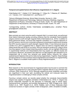 Temporal and Spatial Factors That Influence Magnetotaxis in C