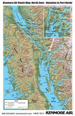 Kenmore Air Route Map: North Zone - Nanaimo to Port Hardy