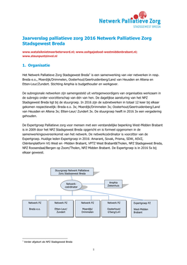 Jaarverslag Netwerk Palliatieve Zorg Stadsgewest Breda
