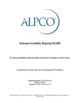 Estrone-3-Sulfate (Equine) ELISA