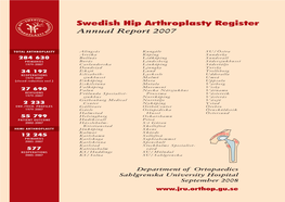 Swedish Hip Arthroplasty Register – Annual Report 2 Report Annual – Register Arthroplasty Hip Swedish