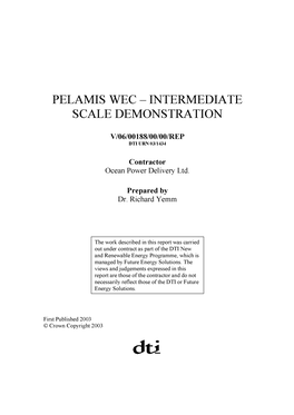 Pelamis Wec - Intermediate Scale Demonstration