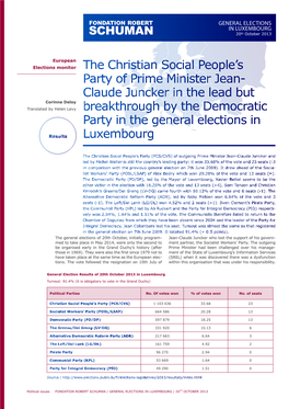 GENERAL ELECTIONS in LUXEMBOURG 20Th October 2013