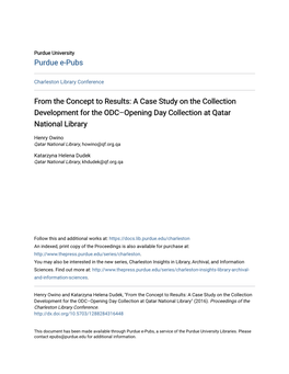 From the Concept to Results: a Case Study on the Collection Development for the ODC–Opening Day Collection at Qatar National Library