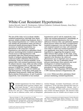 White-Coat Resistant Hypertension Andrea Mezzetti, Sante D