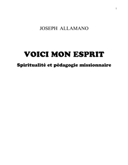 VOICI MON ESPRIT Spiritualité Et Pédagogie Missionnaire 2