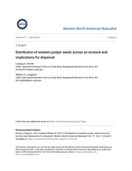 Distribution of Western Juniper Seeds Across an Ecotone and Implications for Dispersal