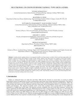 Multiscroll in Coupled Double Scroll Type Oscillators