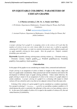 On Equitable Coloring Parameters of Certain Graphs