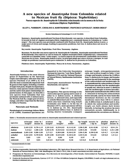 A New Species of Anastrepha from Colombia Related to Mexican Fruit Fly