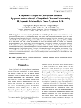 Comparative Analysis of Chloroplast Genome of Dysphania Ambrosioides (L.) Mosyakin & Clemants Understanding Phylogenetic Relationship in Genus Dysphania R