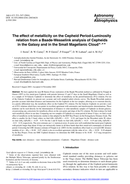 The Effect of Metallicity on the Cepheid Period-Luminosity Relation from a Baade-Wesselink Analysis of Cepheids in the Galaxy and in the Small Magellanic Cloud�,