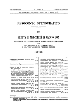 Seduta Di Mercoledì 14 Maggio 1997